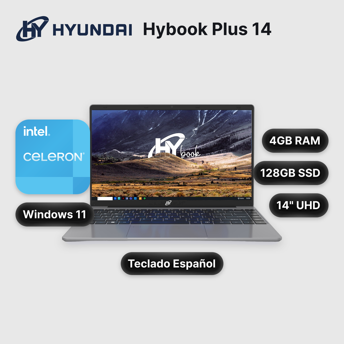 Laptop Hyundai Hybook Plus 14 Celeron N4020 4GB 128GB eMMC 14" (HT14CC1C46SG)