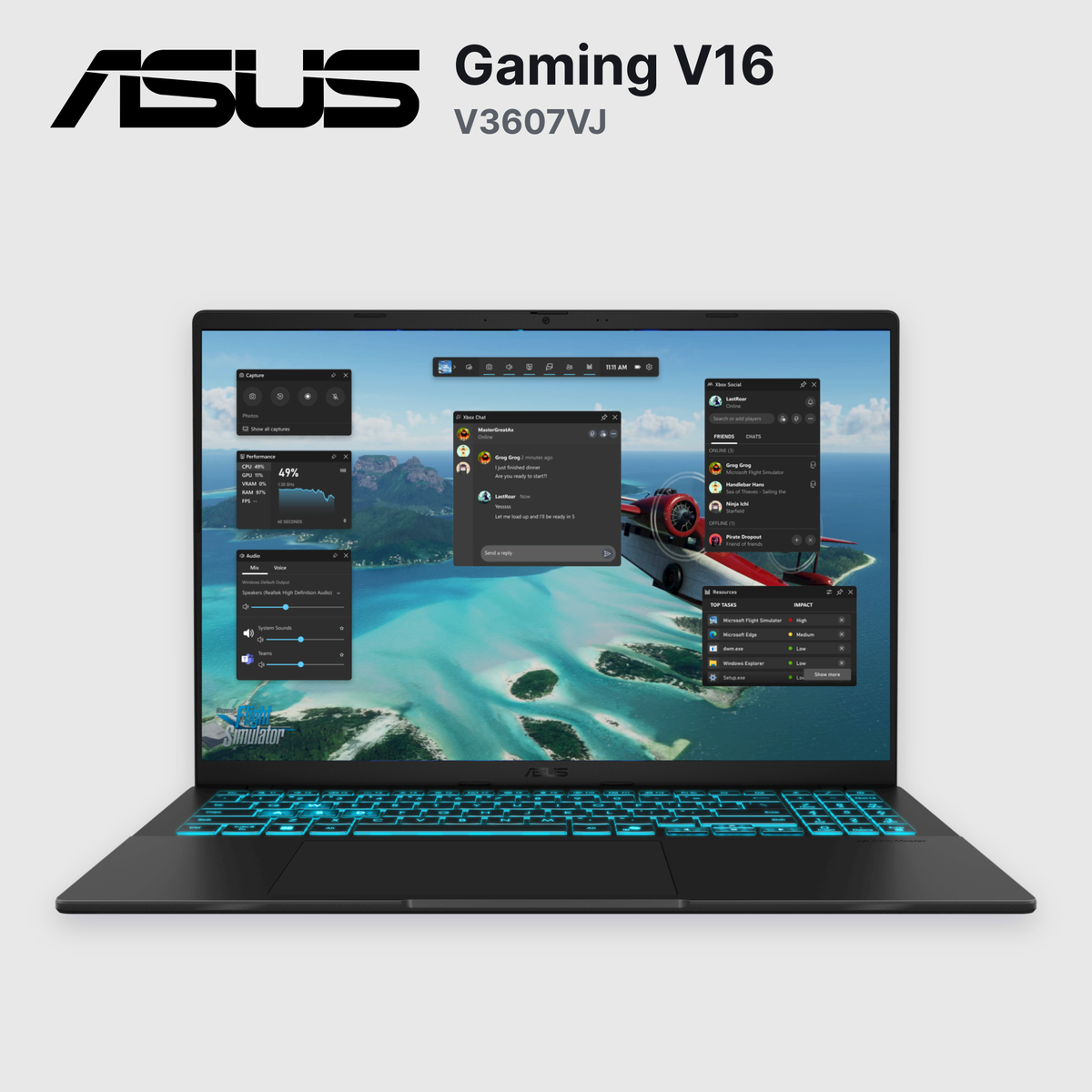 Laptop ASUS Gaming V16 V3607VJ Core 7-240H 8GB 512GB SSD RTX 3050 15.6" (90NB15V1-M00KR0)